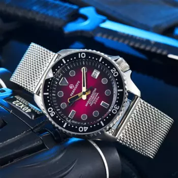 Часы автоматические механические Роскошные мужские часы в твердом переплете с сапфировым стеклом NH35A водонепроницаемые светящиеся наручные часы 100 метра