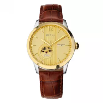 Часы BERNY для мужчин, механические золотые роскошные брендовые автоматические мужские часы с автоподзаводом, водонепроницаемые часы со скелетом из нержавеющей стали