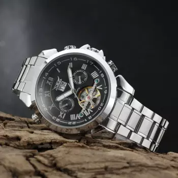 Часы JARAGAR Мужские автоматические, оригинальные роскошные механические светящиеся водонепроницаемые наручные часы из нержавеющей стали с турбийоном