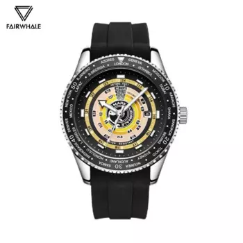 Часы Mark Fairwhale World Time для мужчин, лучшие продажи, уникальный дизайн, светящиеся кварцевые наручные часы, модные деловые часы с силиконовым ремешком