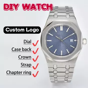 Часы Miyota 8215 с индивидуальным логотипом 42 мм, из нержавеющей стали, с зеркальным стеклом, светящиеся водонепроницаемые Роскошные мужские часы