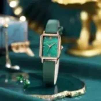 Часы MSTIANQ женские, роскошные нишевые простые элегантные маленькие зеленые наручные часы с квадратной пластиной