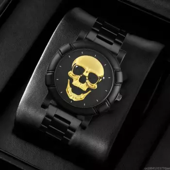 Часы мужские кварцевые с 3d-рисунком черепа и головы