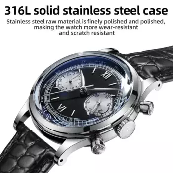 Часы мужские кварцевые с хронографом, 38 мм, 100 м