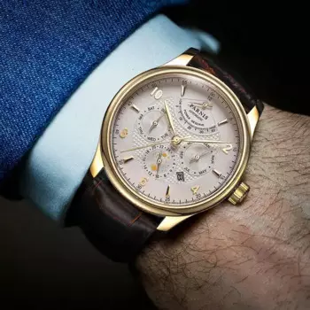 Часы мужские механические с сапфировым стеклом и кожаным ремешком, 43 мм