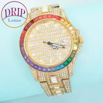 часы мужские со стразми Часы наручные мужские в стиле хип-хоп с фианитами