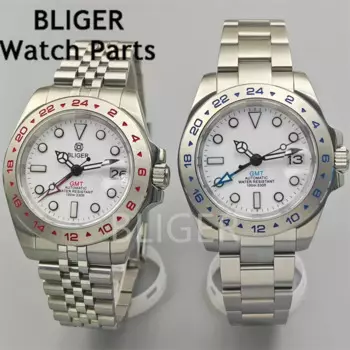 Часы наручные BLIGER NH34 GMT 40 мм Luxur Мужские механические из нержавеющей стали водонепроницаемые мужские часы с сапфировым стеклом