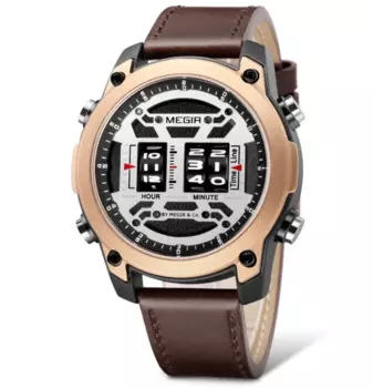 Часы наручные мужские кварцевые, с кожаным ремешком