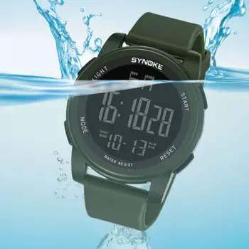 Часы наручные мужские с черным циферблатом, цифровые спортивные уличные водонепроницаемые, в стиле милитари, с секундомером, 50 мм