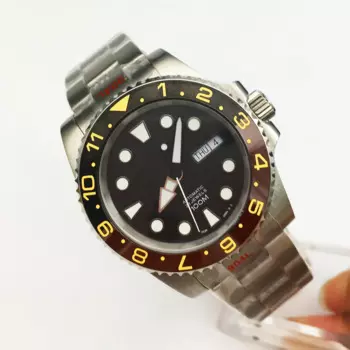 Часы наручные NH36A Мужские механические, люксовые автоматические светящиеся с черным циферблатом, браслет из нержавеющей стали, 40 мм