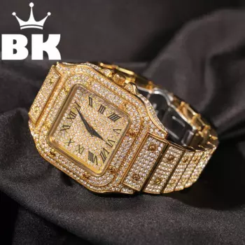 Часы наручные Стразы Мужские кварцевые в стиле хип-хоп