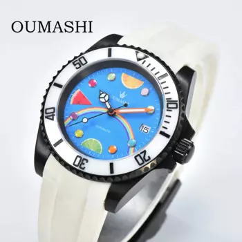 Часы Oumashi 40 мм, новые мужские Роскошные автоматические механические водонепроницаемые часы NH35A из нержавеющей стали