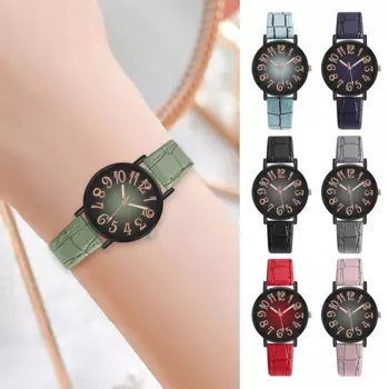 Часы с кожаным ремешком корейские часы модные простые Стильные кварцевые наручные часы женские часы наручные часы