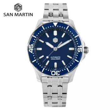 Часы San Martin для дайвера Мужские автоматические механические наручные часы YN55 41,5 мм Спортивные Светящиеся роскошные часы 20Bar Sapphire SN0088