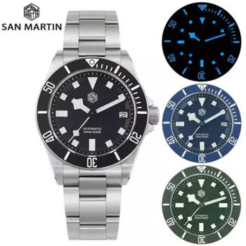 Часы San Martin для дайвинга, роскошные часы NH35, часы с автоматическим механизмом, сапфировое стекло 316L, керамический безель, водонепроницаемые наручные часы SN0121G