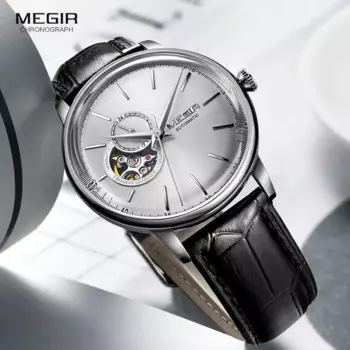 Часы-скелетоны Мужские механические, с кожаным ремешком, спортивные, мужские повседневные часы, армейские, 62057GBK-7