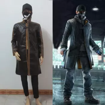 Часы собачки Aiden Pearce косплей костюм пальто + брюки + шляпа + маска