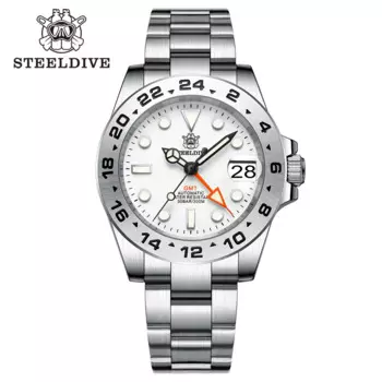 Часы STEELDIVE GMT SD1992, модные часы со стальным корпусом и 4 указателями NH34, супер светящиеся водонепроницаемые часы для дайвинга 300 м