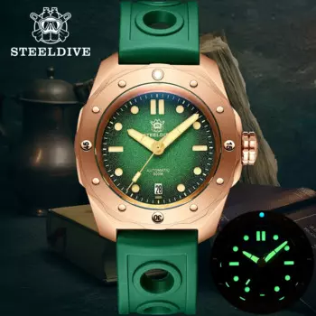 Часы STEELDIVE SD1960S с сапфировым стеклом, зеркальные часы NH35 с автоматическим механизмом, бронзовые водонепроницаемые мужские наручные часы для дайвинга на глубине 500 м