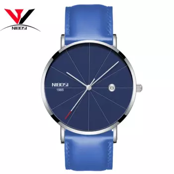 Часы унисекс, Брендовые мужские и женские часы NIBOSI, модные простые Стильные ультратонкие часы с кожаным ремешком, часы Ramous Gold Saat