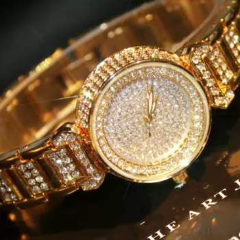 Часы женские кварцевые, со стразами, стразы