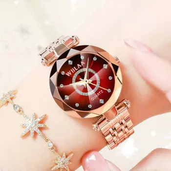 Часы женские золотистые со стразами, XFCS