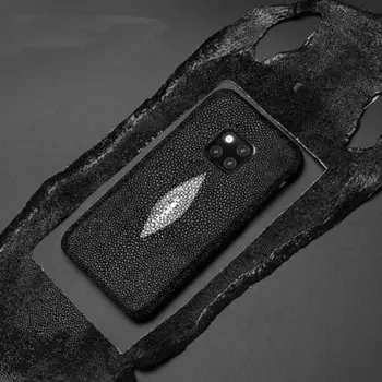 Чехлы для Huawei Mate 20 Pro, чехол из натуральной кожи, стинсера, рыбьей кожи, чехол для Huawei Mate 20, роскошный кожаный черный чехол-накладка