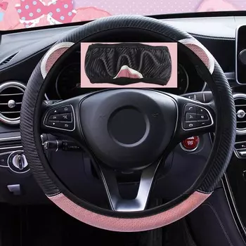 Чехлы LEEPEE для рулевого колеса с милыми мультяшными кошачьими ушками, универсальные чехлы для рулевого колеса автомобиля, украшение автомобиля