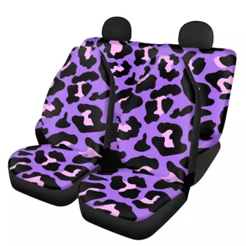 Чехлы на передние и задние сиденья INSTANTARTS Cheetah фиолетовые неоновые 3D дизайн универсальные подходят для автомобиля