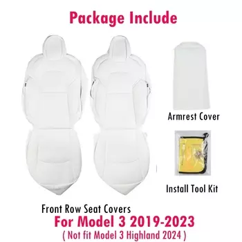 Чехлы на передние сиденья для Tesla Model Y 2020-2024 и Model 3 2019-2023 Чехлы на сиденья из искусственной кожи Nappa и второго пилота с подлокотником