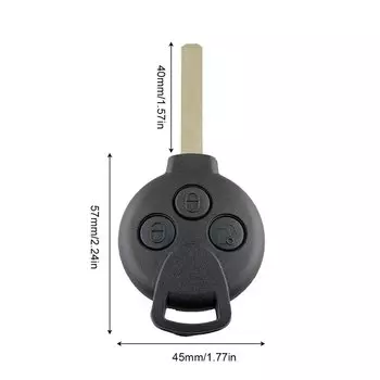 Чехол для автомобильного ключа, 3 кнопки, зеркальная деталь для замены для двух моделей 451 2007-2013 / Mercedes-Benz Smart