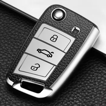Чехол для автомобильного ключа для Volkswagen, VW Polo, Golf7, MK7, Tiguan, Skoda Octavia, Kodiaq, Karoq, Seat Ateca