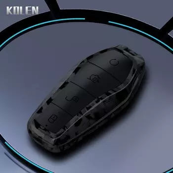 Чехол для автомобильного ключа из АБС-пластика из углеродного волокна для BYD Qin Plusdmi Atto 3 Han EV Dolphin, прочный 4-кнопочный защищенный брелок для ключей, сумка-брелок