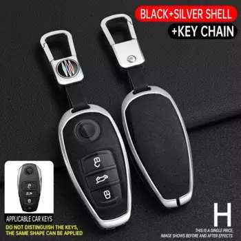 Чехол для автомобильного ключа из цинкового сплава + искусственной кожи для VW Volkswagen 2011-2017 Touareg, 2016-2023 Phideon, 3-кнопочный защитный чехол для дистанционного ключа