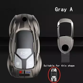 Чехол для автомобильного ключа из цинкового сплава с эксклюзивным металлическим кожаным брелоком для AUDI A6 A4 A3 Q2 Q3 Q5 Q7 A7 A8 защитный чехол для автомобильного ключа