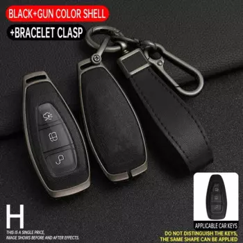 Чехол для автомобильного ключа из цинкового сплава + искусственной кожи для Ford Focus 3 4 ST Mondeo MK3 MK4 Fiesta Fusion Kuga 2013 2014 2015 2017