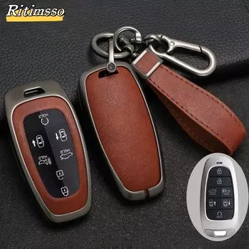Чехол для автомобильного ключа из сплава + ТПУ для Hyundai Key Case, 7 кнопок для Hyundai Santa Fe Tucson 2022 NEXO NX4 Atos Solaris Prime, чехол для брелока