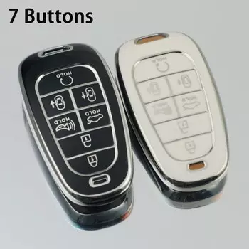 Чехол для автомобильного смарт-ключа из ТПУ с серебристым краем для Hyundai Tucson Solaris Sonata Hybrid NEXO NX4 Santafe dn8 2020 2021 2022 брелок