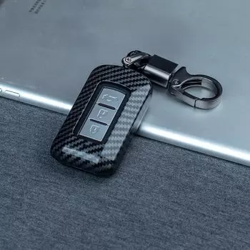 Чехол для автомобильных ключей, карбоновый, ABS-пластик, 2 кнопки (3 кнопки), для Mitsubishi outl106, ASX, Лансер, Pajero Sport, Универсальное крепление