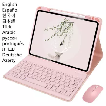 Чехол для iPad Air 4 5, чехол с клавиатурой и мышью для Apple iPad Air 2020, 4, 4 поколения, арабский, AZERTY, русский, испанский, корейский чехол с клавиатурой
