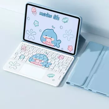 Чехол для iPad с мультяшным медведем, Bluetooth-клавиатура для 10-го поколения, 2024 Air Pro, 11 дюймов, чехол для планшета, Ipad 19, 20, 10,2 дюйма, бесшумная клавиатура