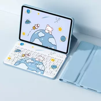 Чехол для iPad с мультяшным медведем, Bluetooth-клавиатура для 10-го поколения, 2024 Air Pro, 11 дюймов, чехол для планшета, Ipad 19, 20, 10,2 дюйма, бесшумная клавиатура