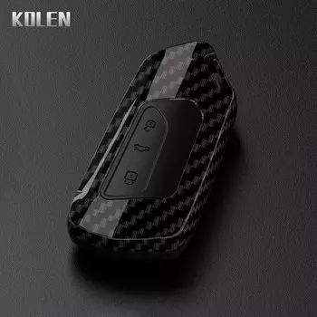 Чехол для ключа автомобиля из углеродного волокна ABS для VW Volkswagen Golf 8 2020 Skoda Octavia A8 2021 SEAT Leon MK4, держатель, аксессуары