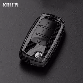 Чехол для ключа автомобиля из углеродного волокна ABS для VW Volkswagen Polo Golf Passat Beetle Tiguan Seat Leon Altea Skoda Octavia Kodiaq