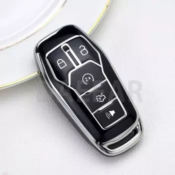 Чехол для ключа из ТПУ, серебристо-золотистого цвета, для Ford Fusion Mondeo Mustang чехол Explorer Edge 2015-2020, защитный чехол для ключа, брелок