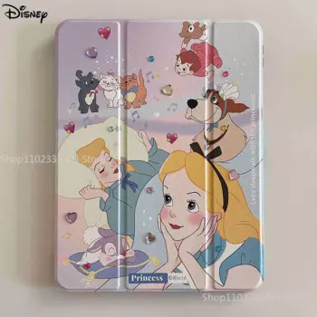 Чехол для планшета Disney Alice с вращением на 360 ° для iPad Air 4, 5, Mini, 6, iPad Pro 2022, 11 дюймов, защитный чехол тройного сложения со слотом для ручки