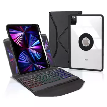 Чехол для планшета для iPad Pro 11 (2018)/2020/2021), 3-цветный чехол с подсветкой и Bluetooth-клавиатурой, дизайн с защитой от падения, слот для карандашей