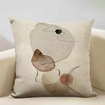 Чехол для подушки 45x45 см, геометрический рисунок, HAAFKK, лен