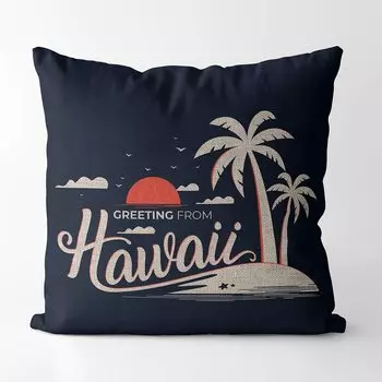 Чехол для подушки бежевого цвета с принтом из льна