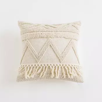 Чехол для подушки Efundeal лен/хлопок с вышивкой 45x45 см